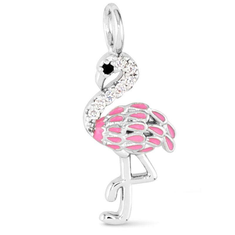 Flamingo CZ Charm Silver